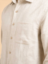 Vance Linen Shirt - Sand Windsor Collar