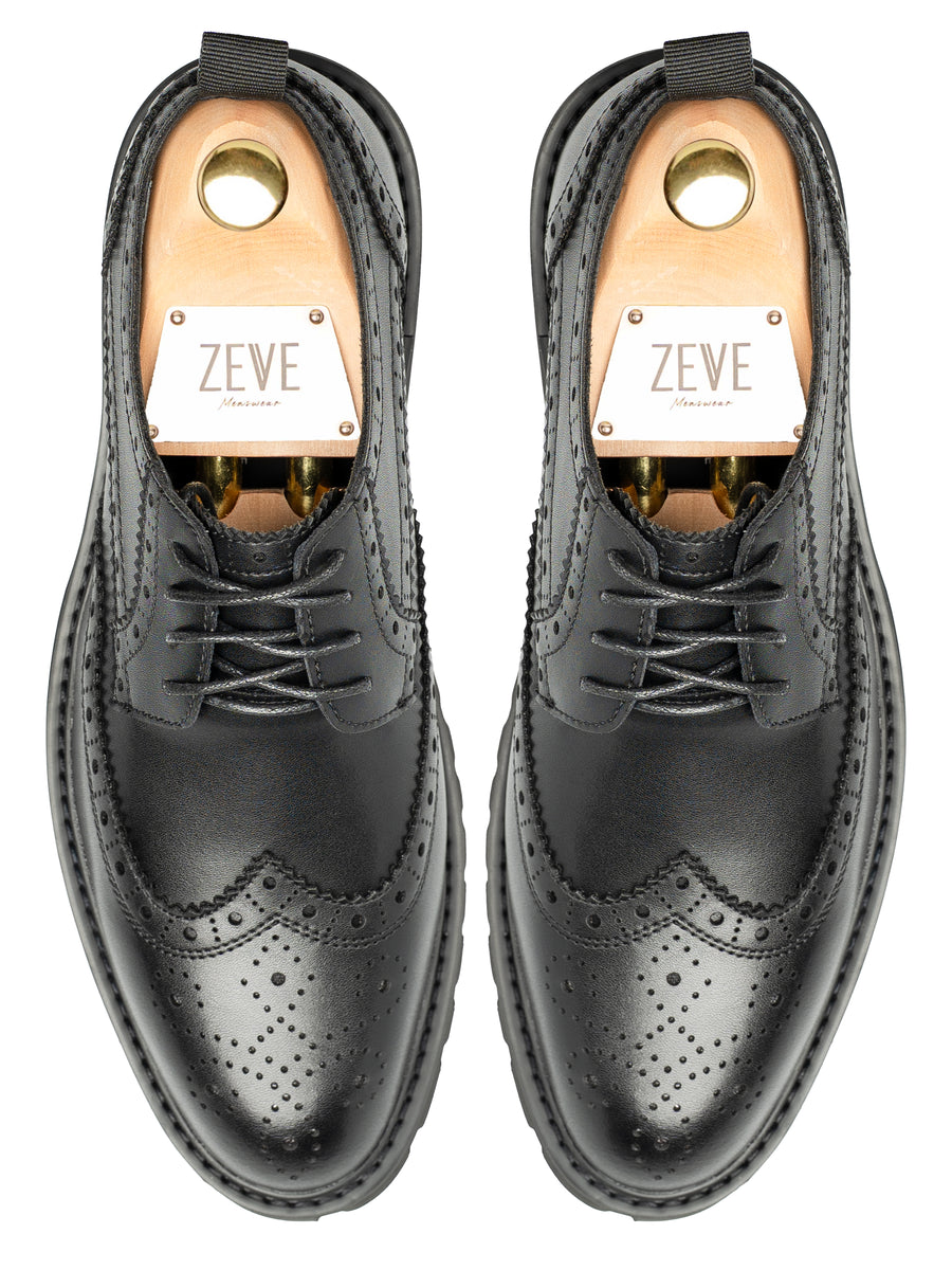 VardenBrogueSolidBlackLeather_BravaSole_Top - Zeve
