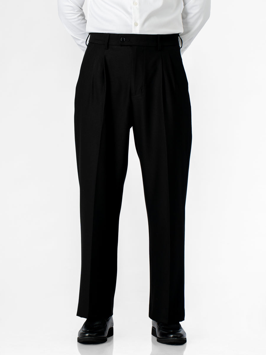 Varello Trousers With Belt Loop - Black (Wide Fit)