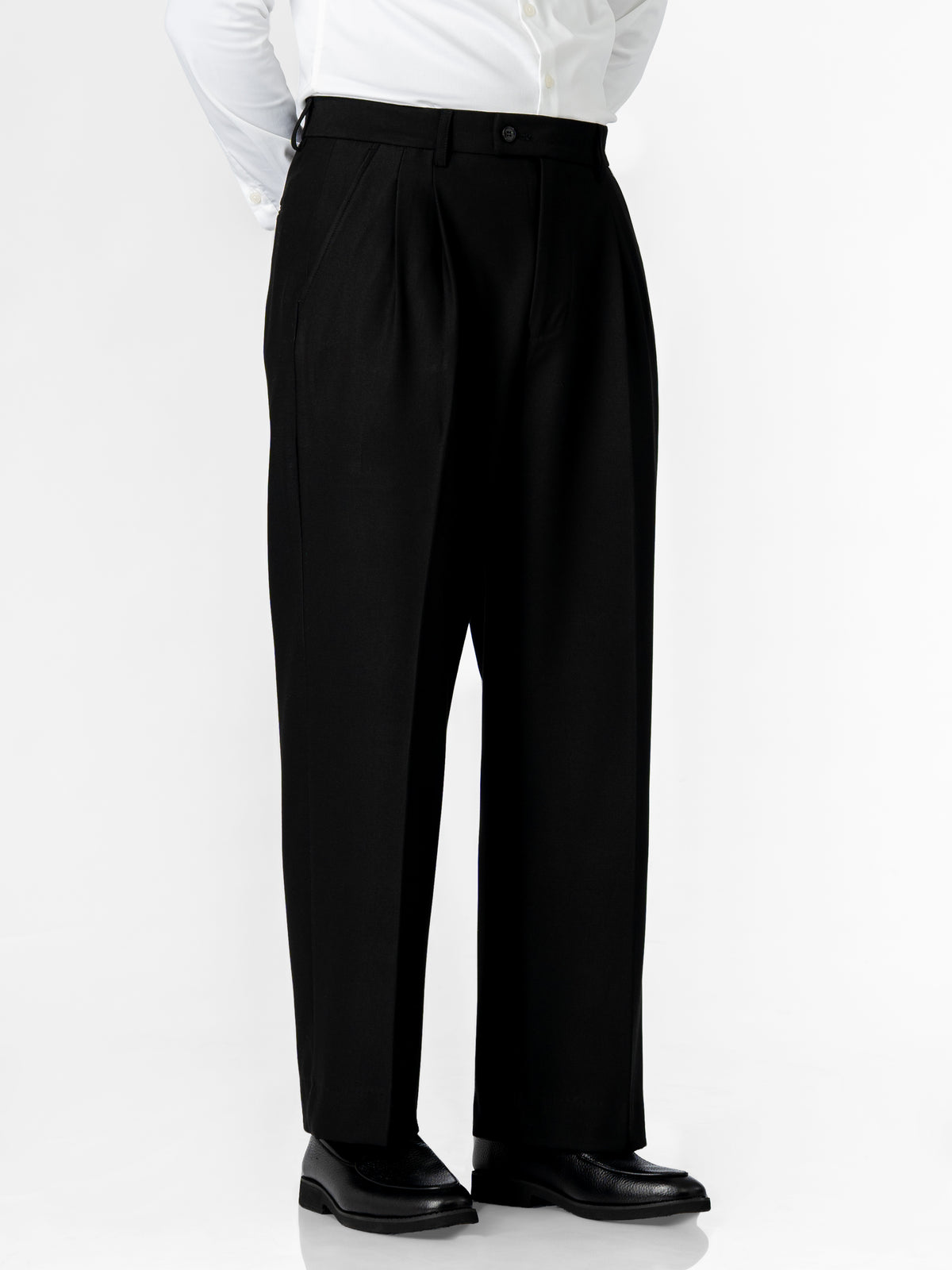 Varello Trousers With Belt Loop - Black (Wide Fit)