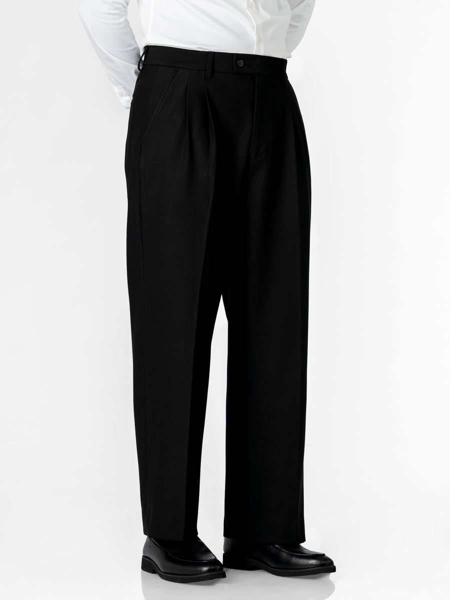 Varello Trousers With Belt Loop - Black (Wide Fit)