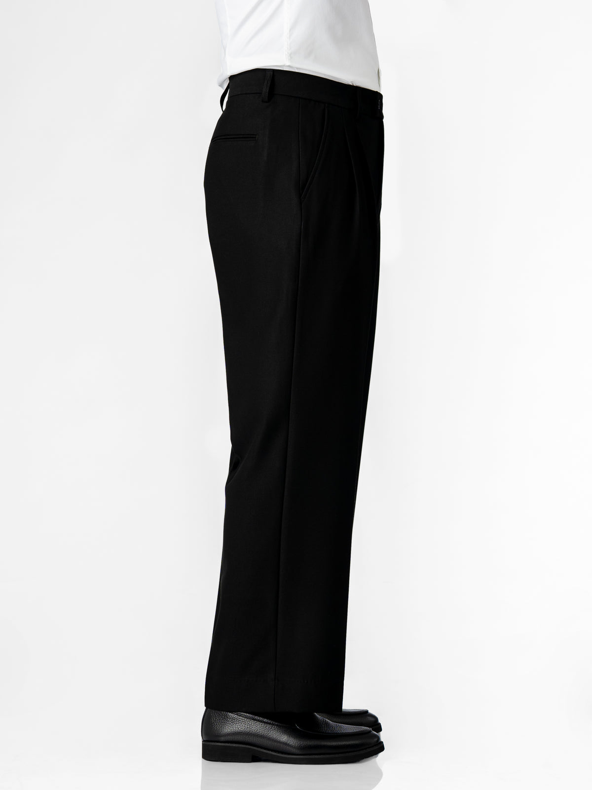 Varello Trousers With Belt Loop - Black (Wide Fit)