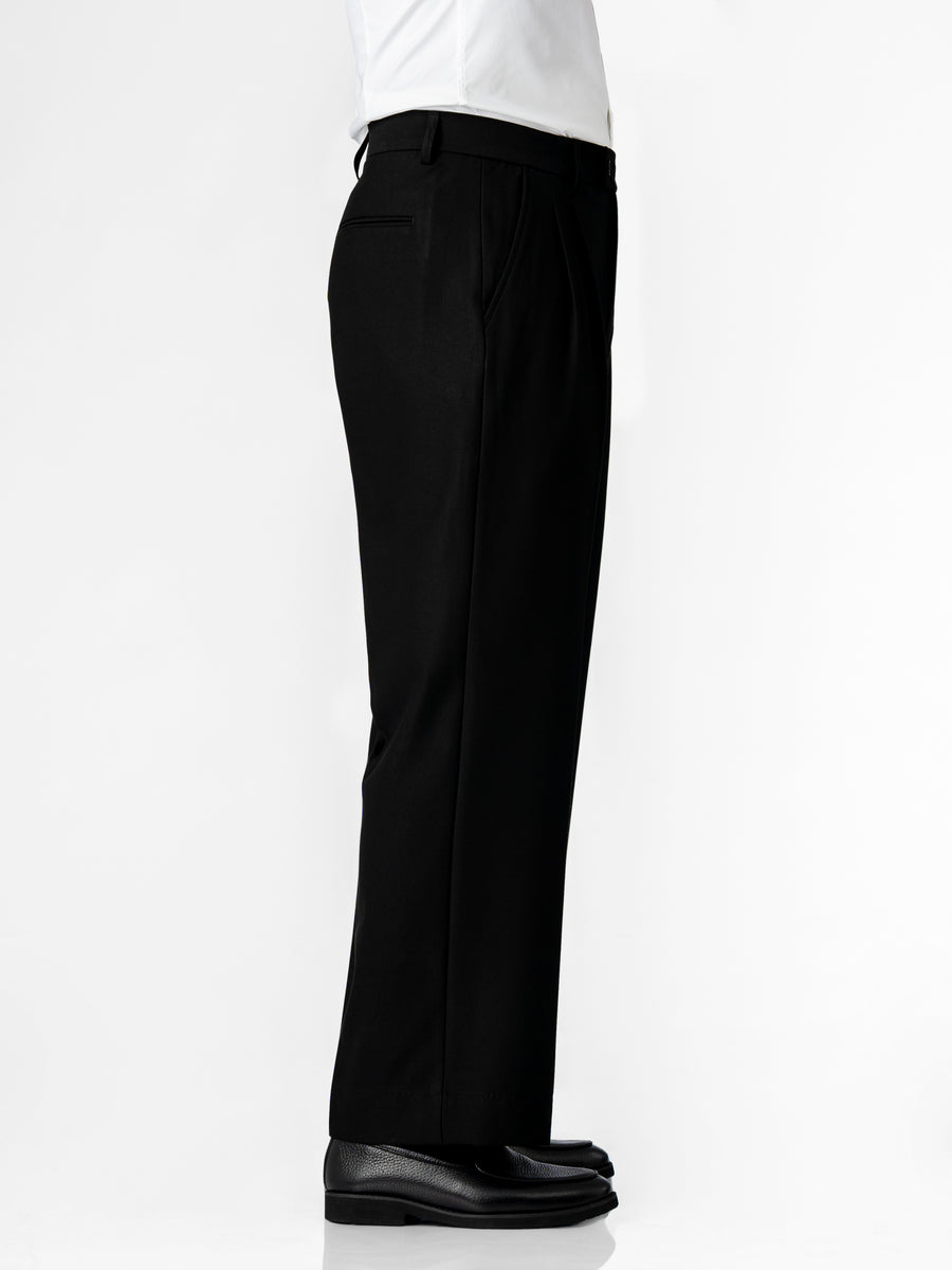 Varello Trousers With Belt Loop - Black (Wide Fit)