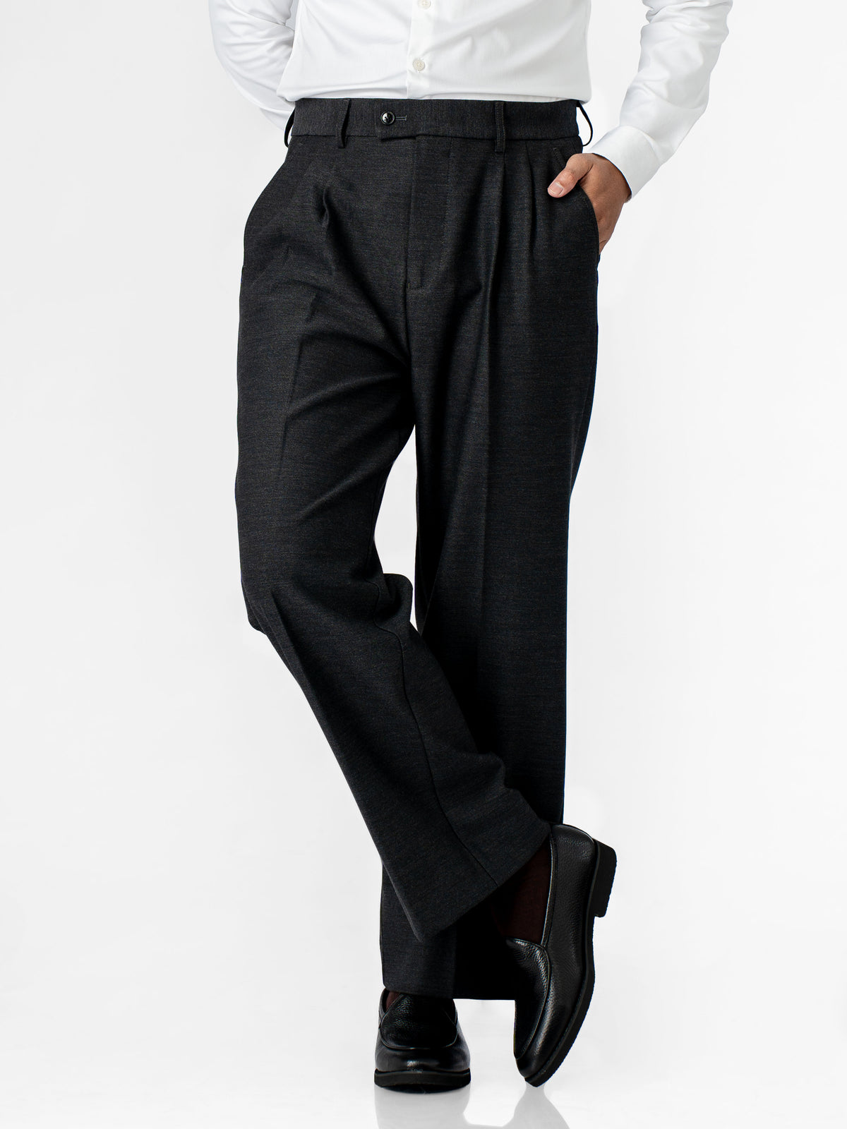 Varello Trousers With Belt Loop - Grey (Wide Fit)