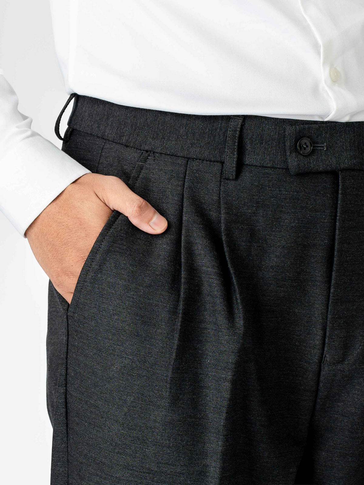 Varello Trousers With Belt Loop - Grey (Wide Fit)
