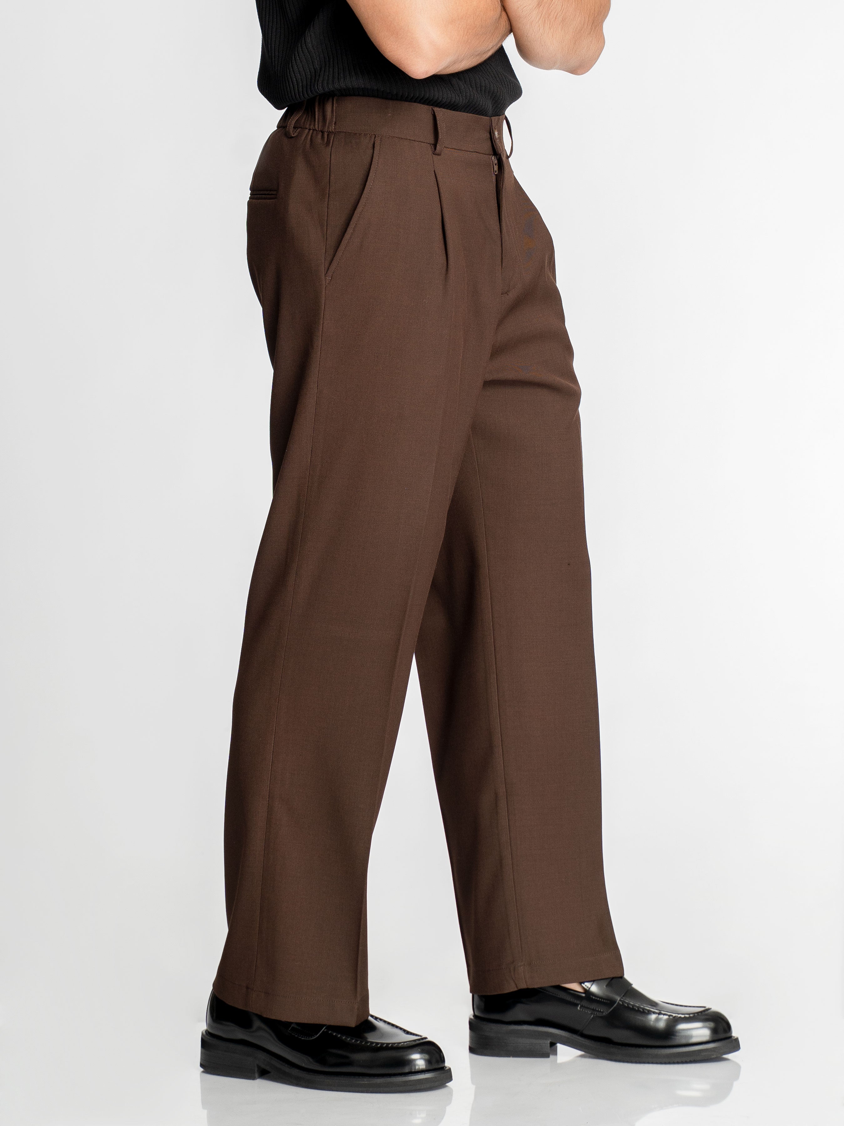 Velano Relaxed Trousers - Coffee (Wide Fit)