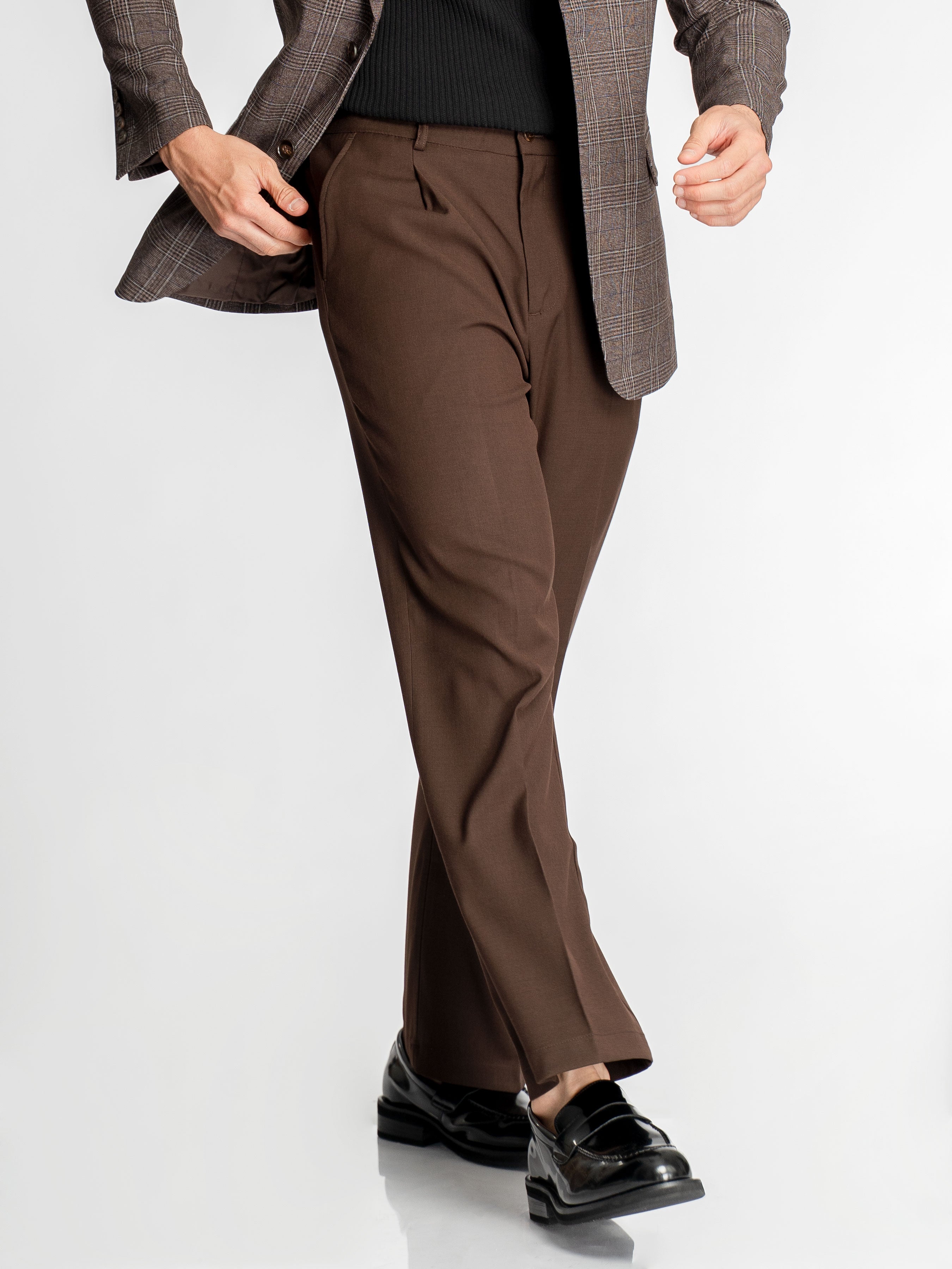 Velano Relaxed Trousers - Coffee (Wide Fit)