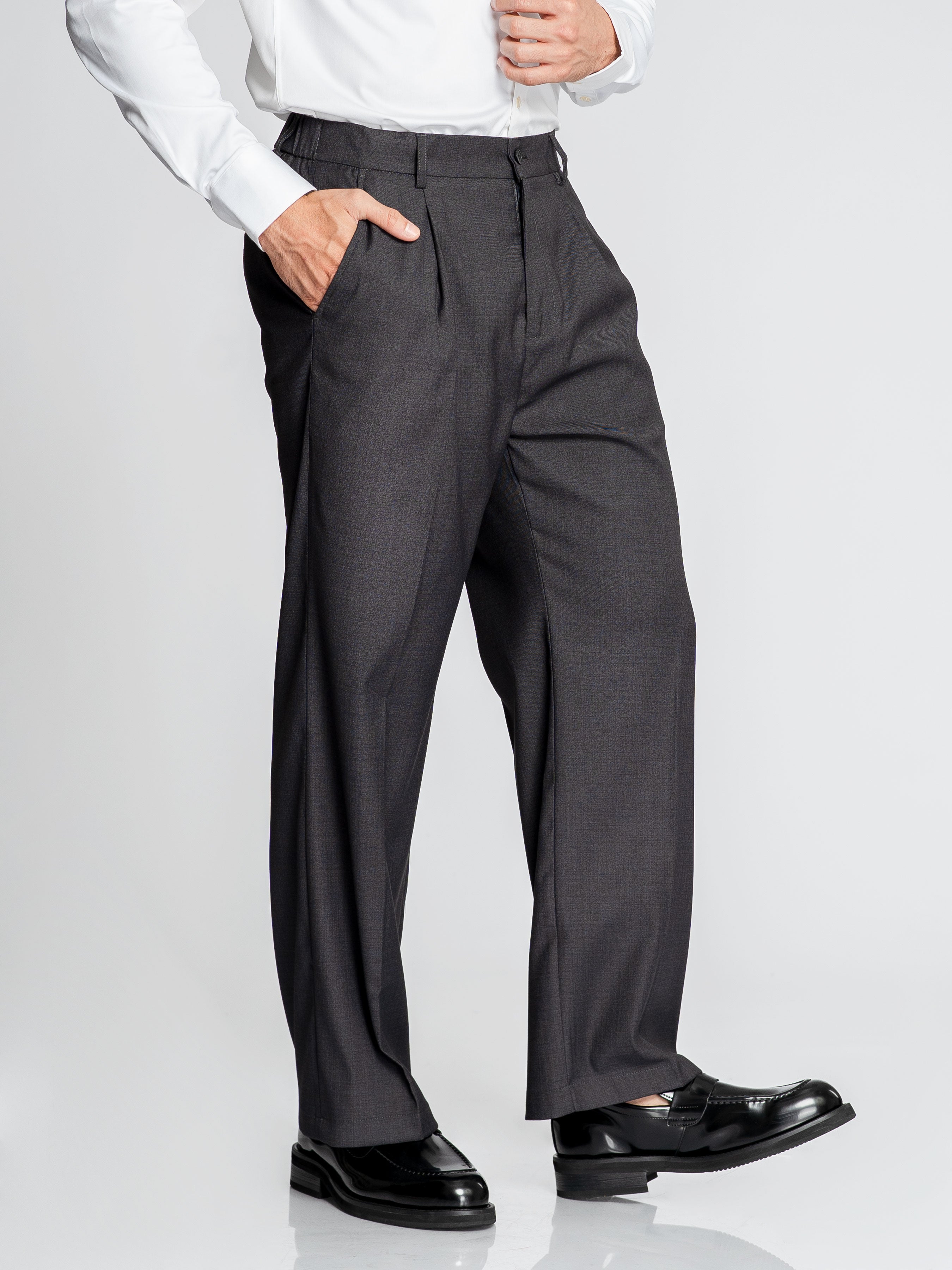 Velano Relaxed Trousers - Dark Grey (Wide Fit)