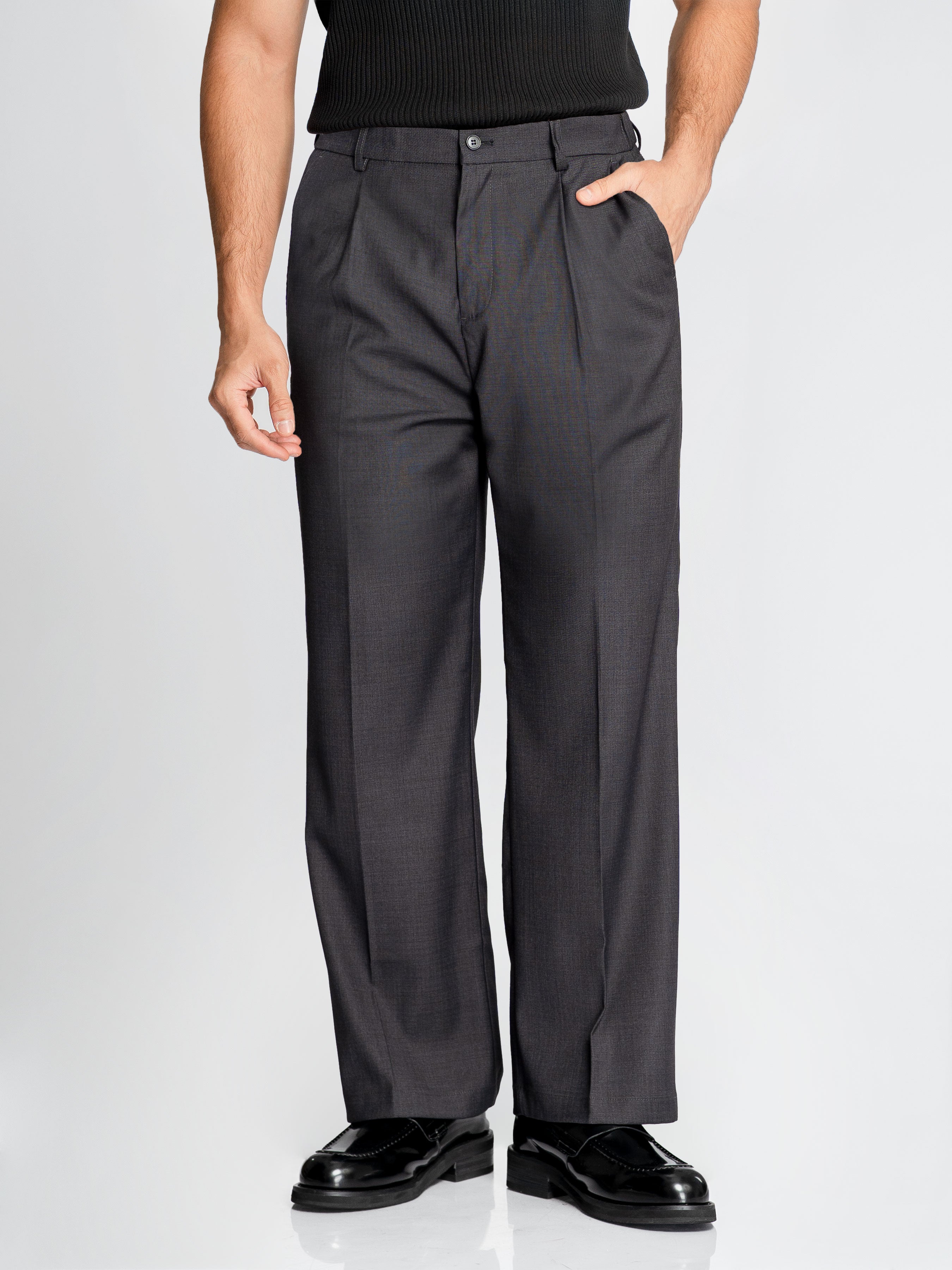 Velano Relaxed Trousers - Dark Grey (Wide Fit)