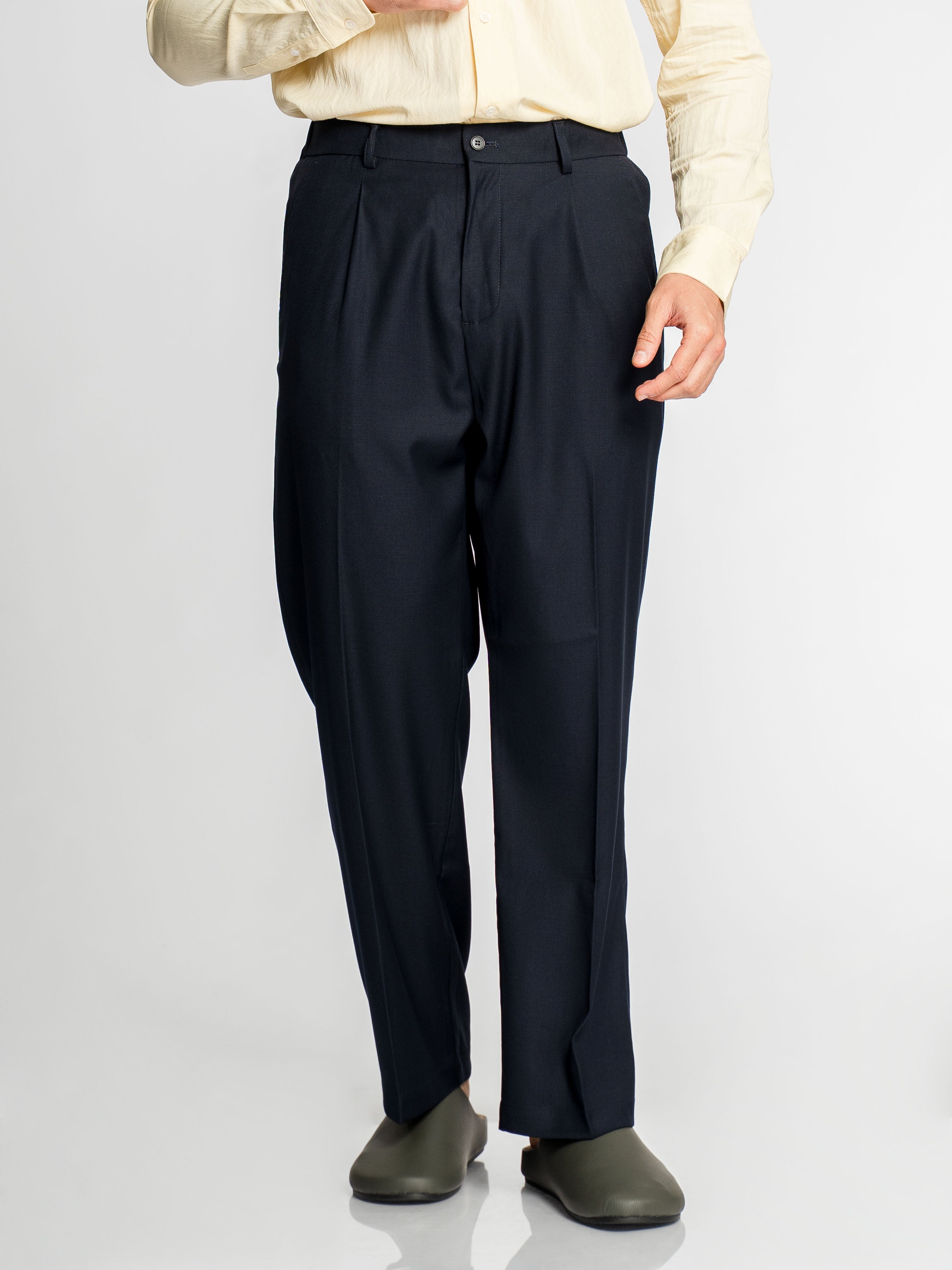 Velano Relaxed Trousers - Navy Blue (Wide Fit)