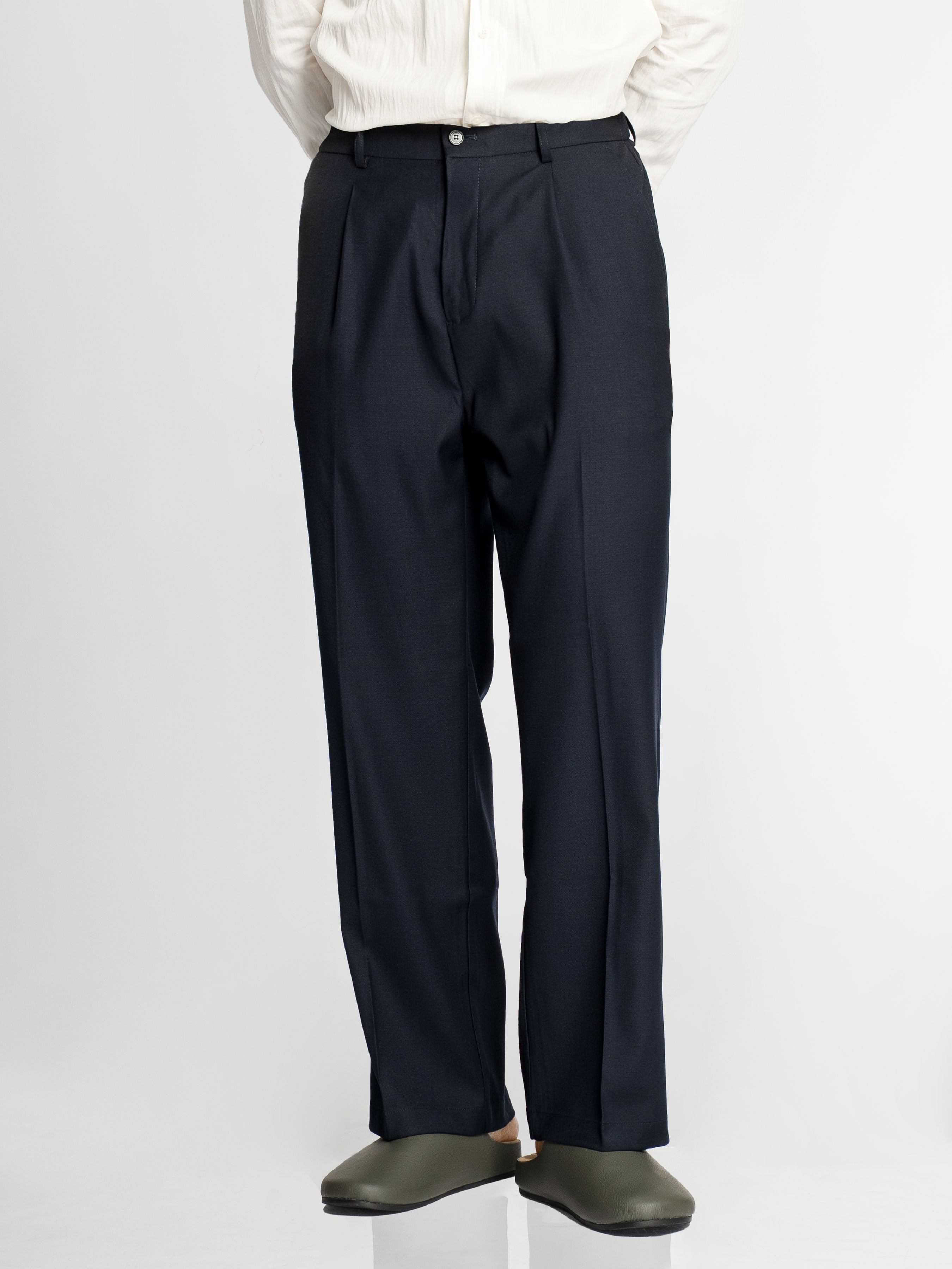Velano Relaxed Trousers - Navy Blue (Wide Fit)