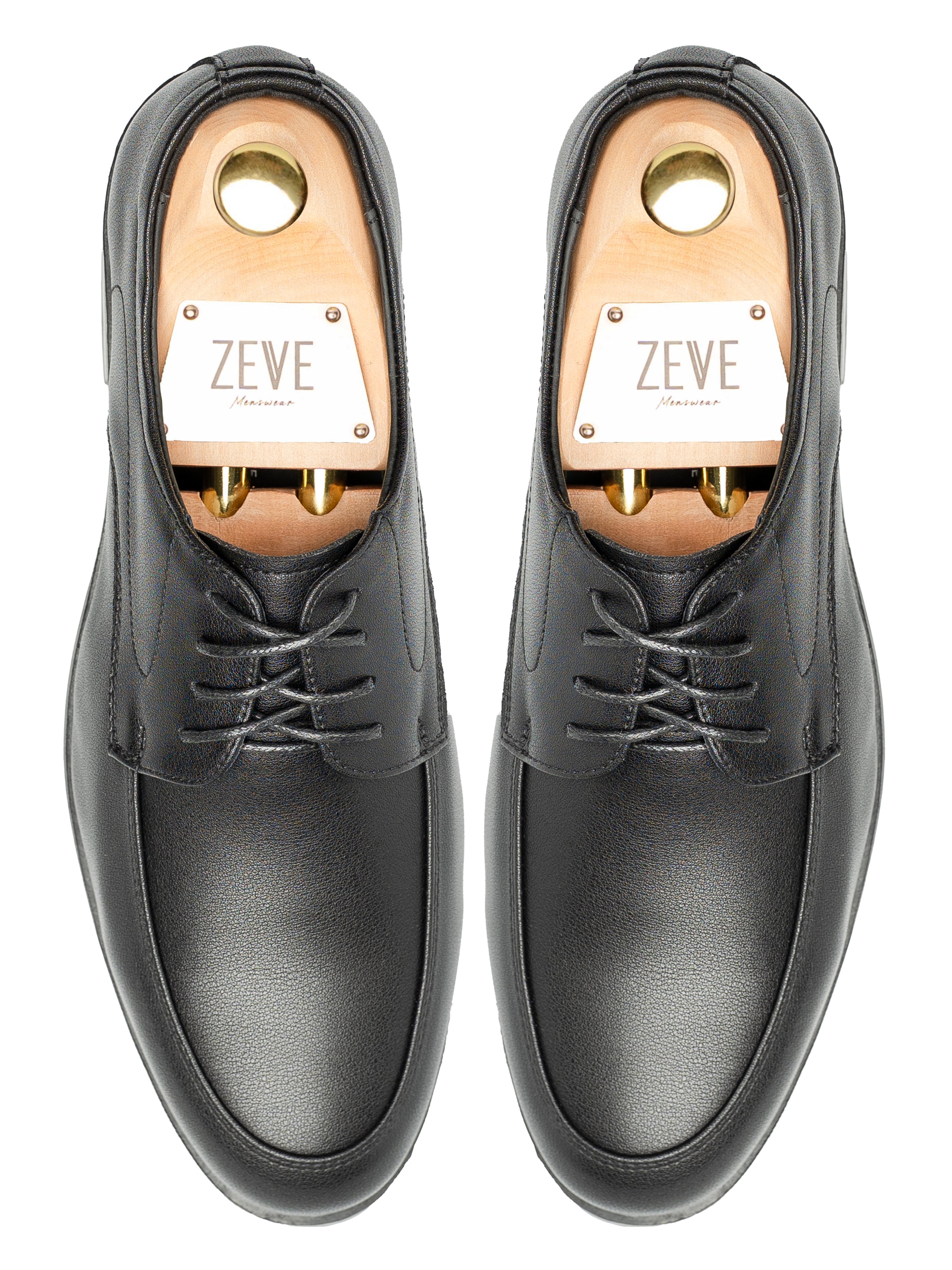 Velton Derby  - Solid Black Leather