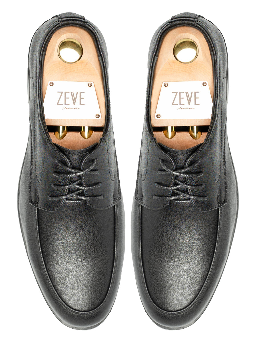 VeltonDerbySolidBlackLeatherTop - Zeve