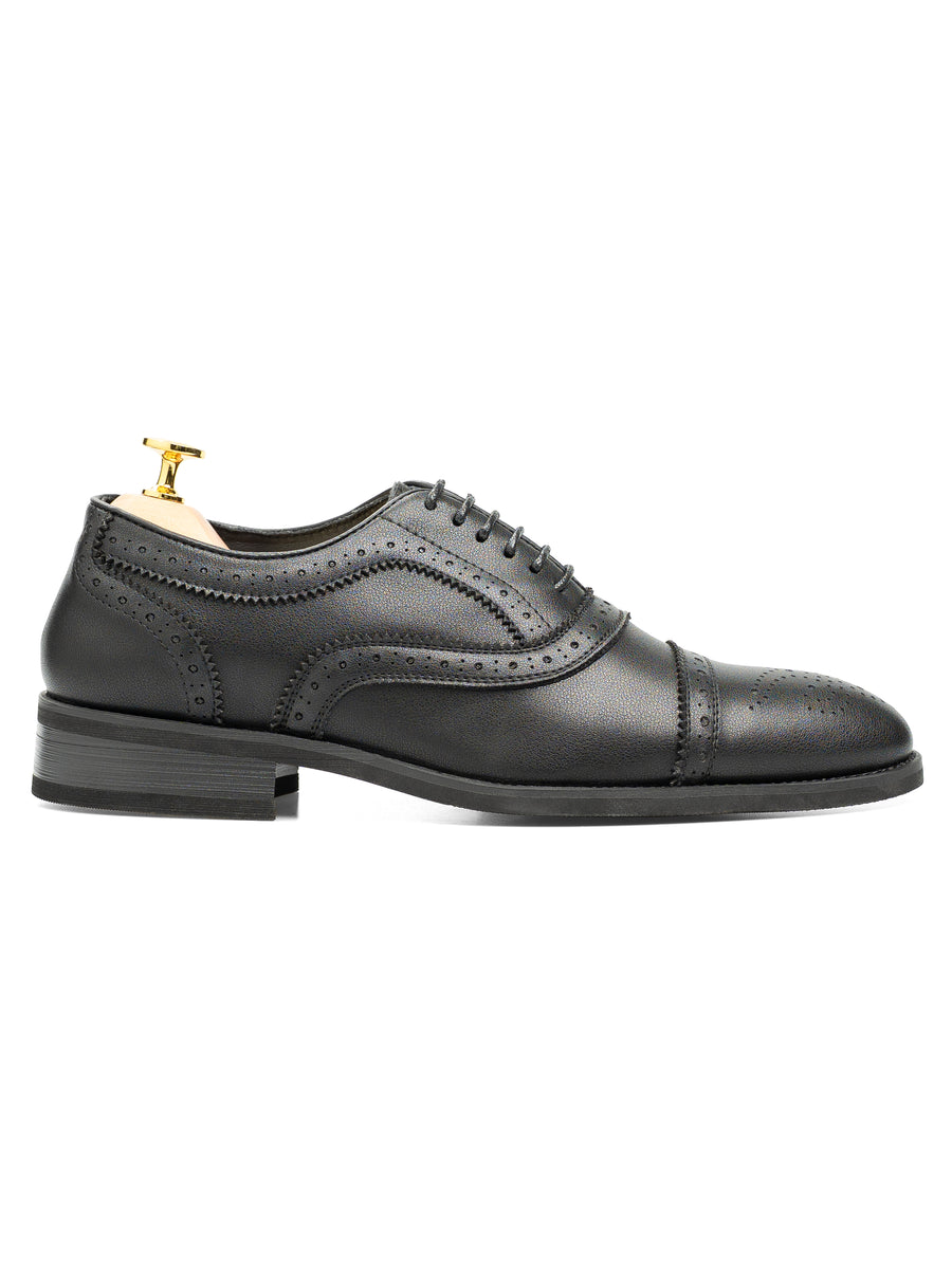 ViranoSemiBrogueSolidBlackLeather_StudSole_Side - Zeve