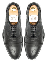 ViranoSemiBrogueSolidBlackLeather_StudSole_Top - Zeve