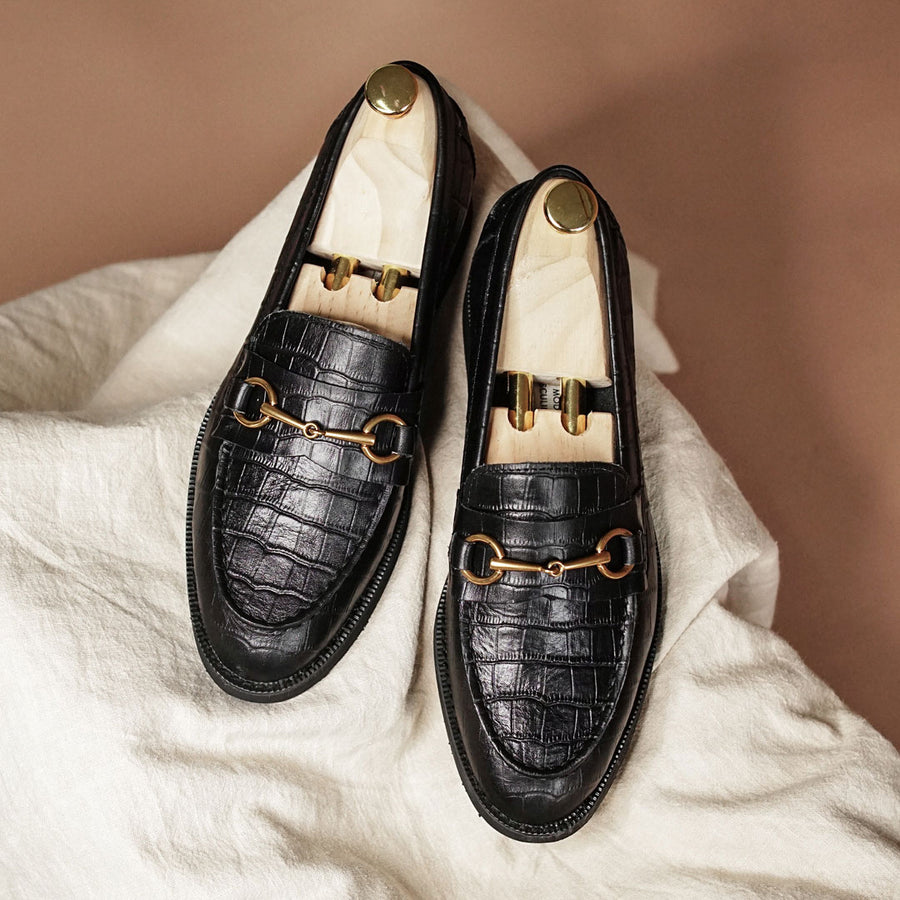 Website-Penny-Horsebit-Buckle-Black-Croco-1-Zeve-handmade-shoes-kuala-lumpur - Zeve