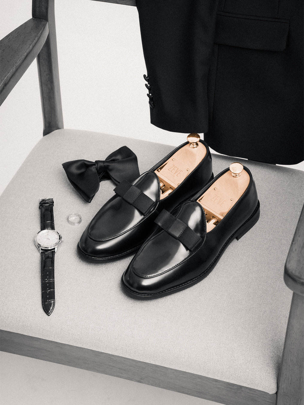 Velardo Belgian Ribbon - Black Polish Leather