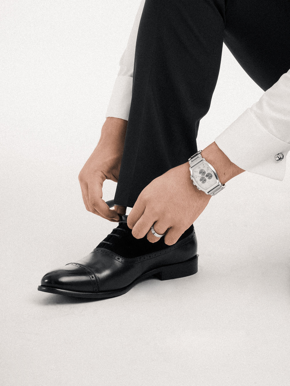 Cavallo Oxford Cap Toe - Solid Black & Suede Leather