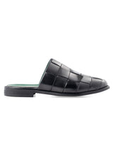 WovenMulesSolidBlackLeatherSide - Zeve
