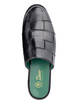 WovenMulesSolidBlackLeatherSingle - Zeve