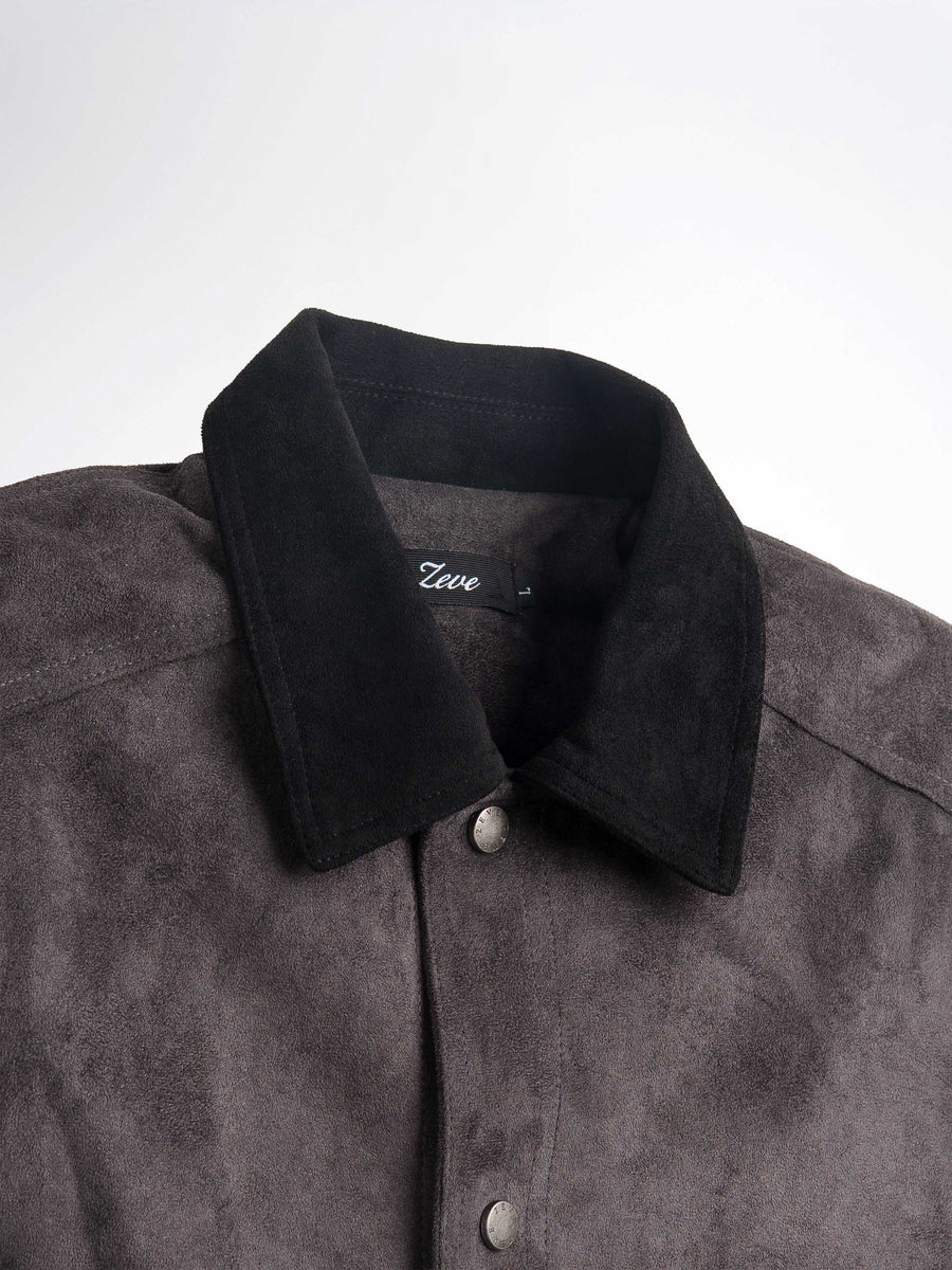 ZanderSuedeJacketGreyCollar - Zeve