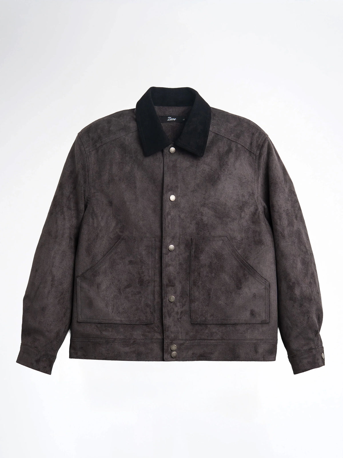 ZanderSuedeJacketGreyFront - Zeve