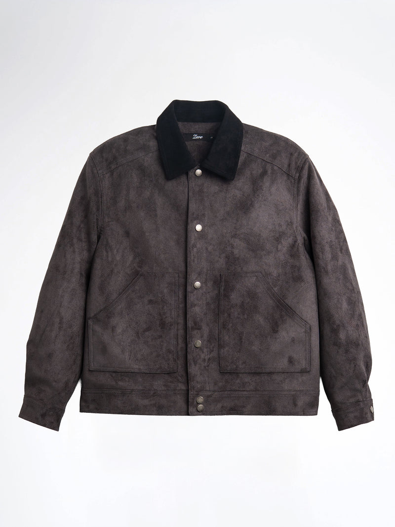 ZanderSuedeJacketGreyFront - Zeve