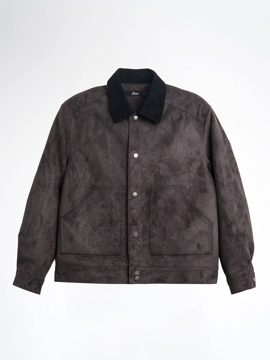 ZanderSuedeJacketGreyFront - Zeve