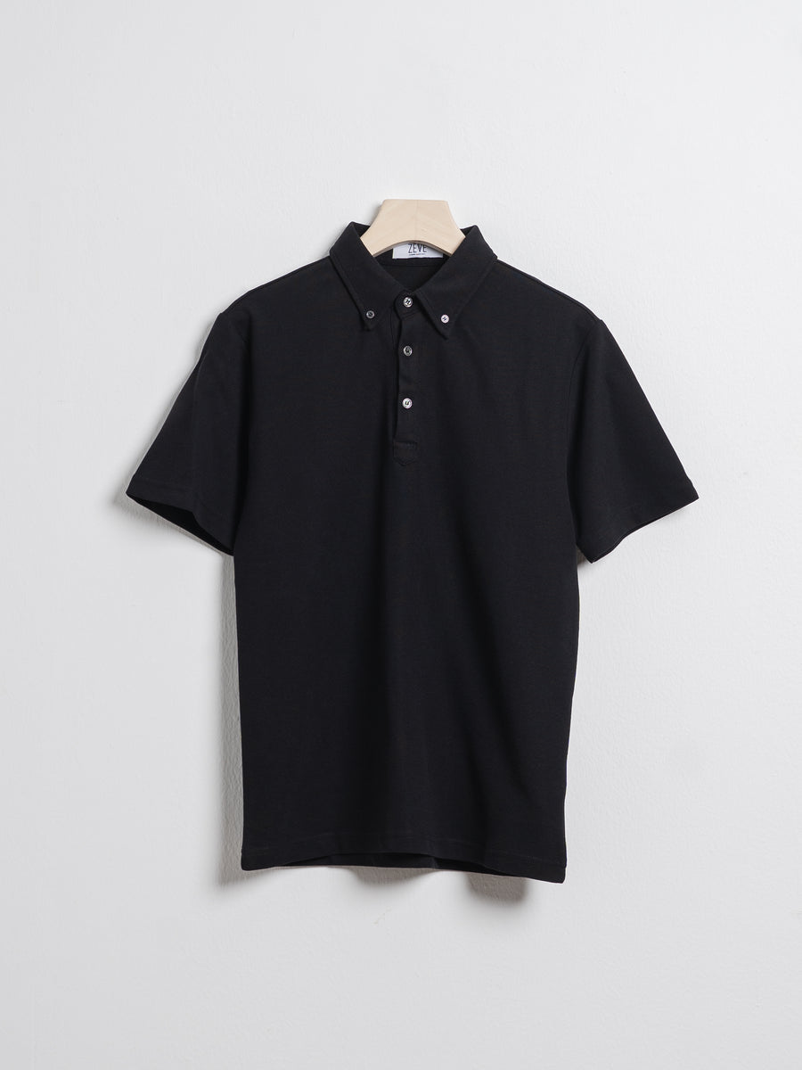 ZaneKnitPoloTeeBlack-Hanger - Zeve