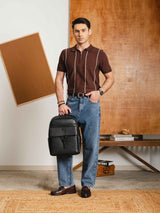 ZeccaStripeKnitTeeCoffeeQuarter-Zip3 - Zeve