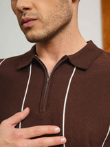 ZeccaStripeKnitTeeCoffeeQuarter-Zip7 - Zeve