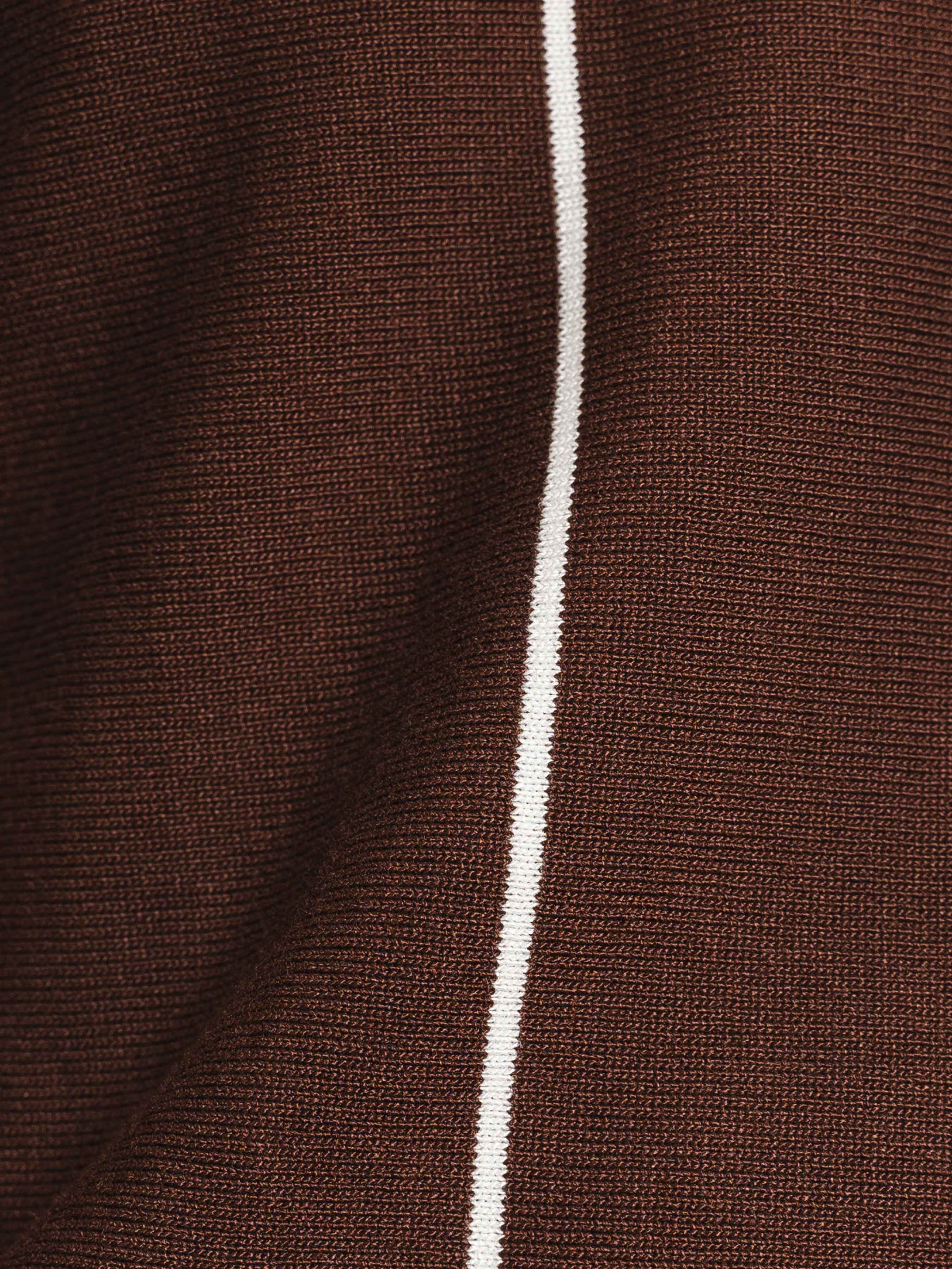 Zecca Stripe Knit Tee - Coffee Quarter-Zip