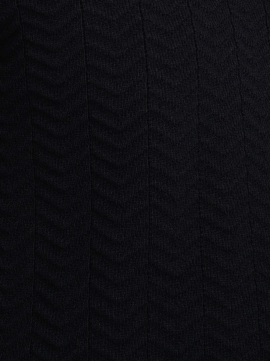 ZitaWaveKnitTeeBlackOpenCollarMaterial - Zeve