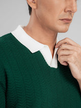 ZitaWaveKnitTeeEmeraldOpenCollarCollar - Zeve