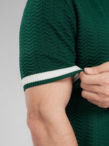 ZitaWaveKnitTeeEmeraldOpenCollarCuff - Zeve