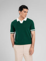 ZitaWaveKnitTeeEmeraldOpenCollarHalf - Zeve