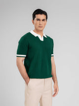 ZitaWaveKnitTeeEmeraldOpenCollarMain - Zeve