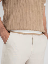 ZitaWaveKnitTeeKhakiOpenCollarBotCuff - Zeve