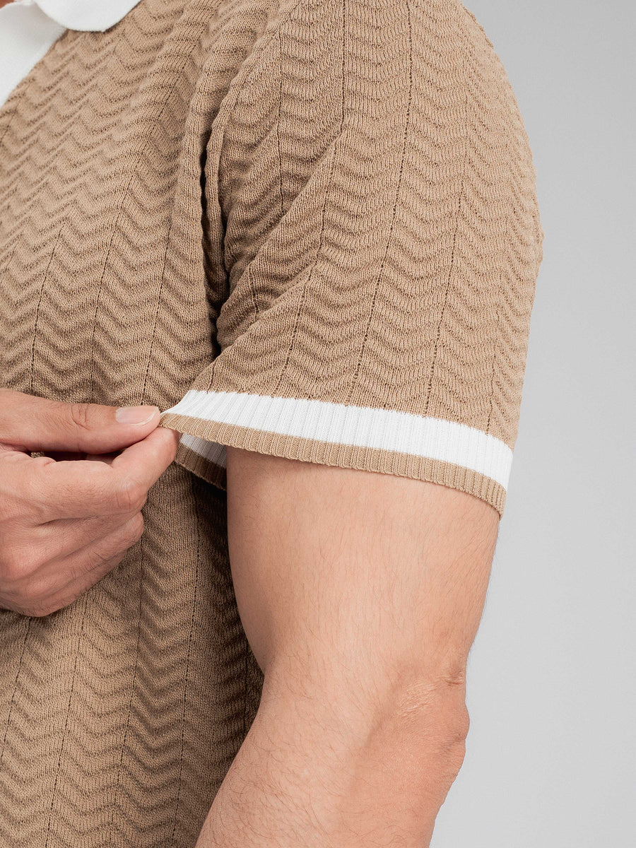 ZitaWaveKnitTeeKhakiOpenCollarCuff - Zeve