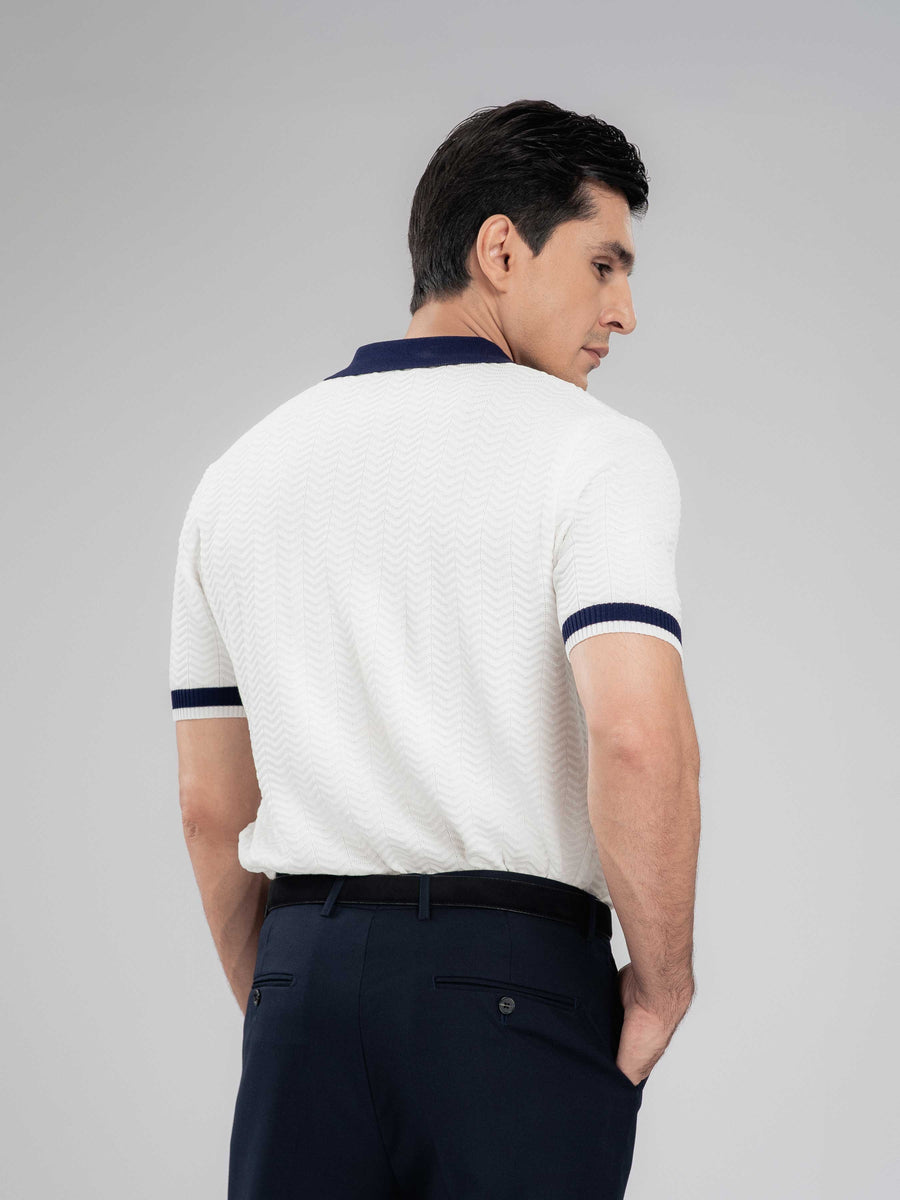 ZitaWaveKnitTeeWhiteOpenCollarBack - Zeve