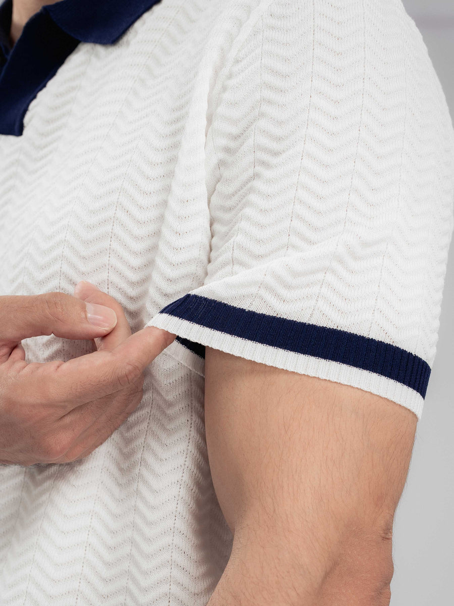 ZitaWaveKnitTeeWhiteOpenCollarCuff - Zeve
