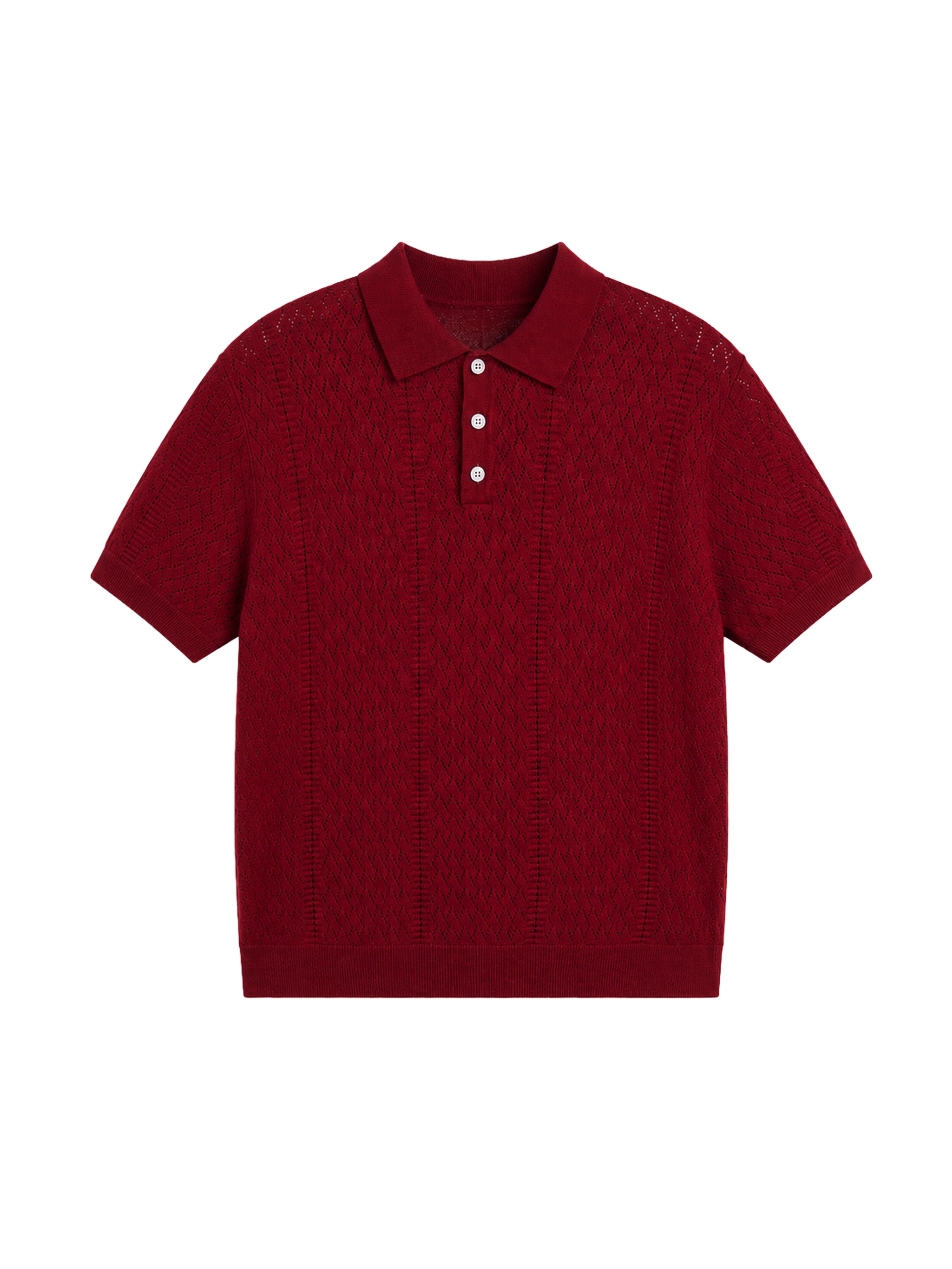 Kael Knit Polo Tee - Dark Red