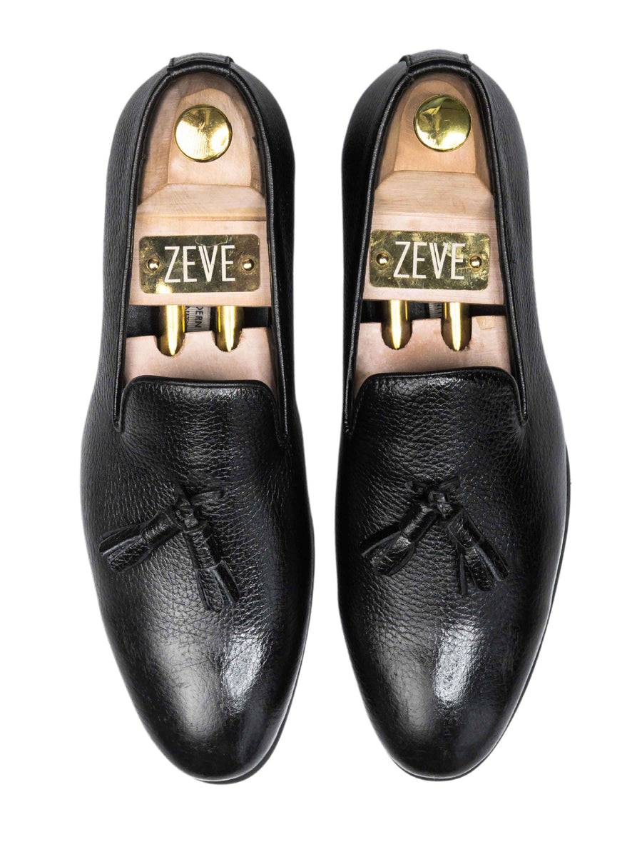 no2-LOAFER-SLIPPER-BLACK-PEBBLE-GRAIN-LEATHER-_COMBAT-SOLE_-Zeve-Kuala-Lumpur-Men-shoes - Zeve
