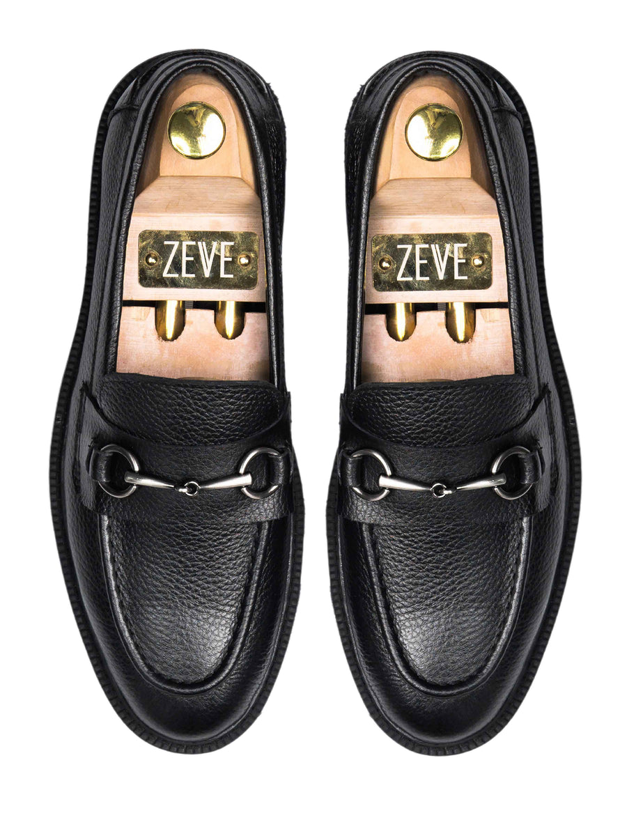 no2-PENNY-LOAFER-HORSEBIT-BUCKLE-BLACK-PEBBLE-GRAIN-LEATHER-_COMBAT-SOLE_-zeve-kuala-lumpur-men-shoes - Zeve