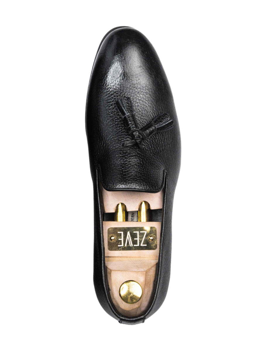 no4-LOAFER-SLIPPER-BLACK-PEBBLE-GRAIN-LEATHER-_COMBAT-SOLE_-zeve-kuala-lumpur-men-shoes - Zeve