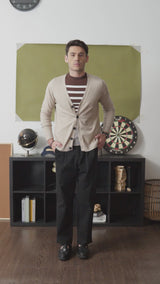 Knit Cardigan - Beige Button-Up