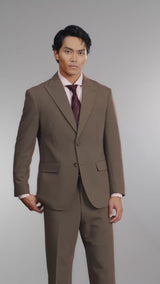 Single Breasted Suit Blazer - Mocha Brown (Regular Fit)