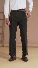 Siena High-Waist Pleated Trousers - Black (Wide Fit)