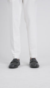 Wayne Penny Loafer - Black Pebble Grain Leather (Combat Sole)