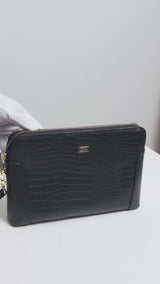 Aurelio Clutch - Black Croco Leather